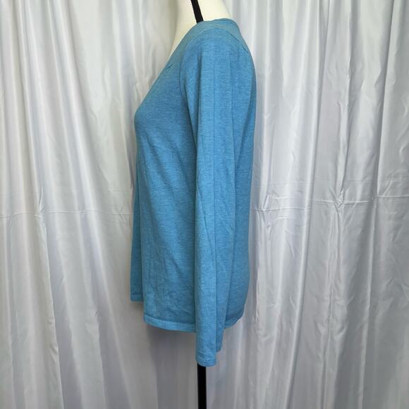 Nike Dri-FIT Blue V-Neck Long Sleeve Tee Shirt Size M Athletic Cut - Picture 3 of 9